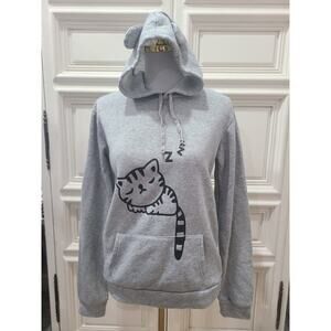 Womens cat hoodie gray size S with cute cat ears and kangaroo pouch